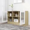Vitrine Cabinet White and Sonoma Oak 47.2"x12"x27.6" Engineered Wood - Beige