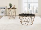 Cicatrix Coffee Table; Faux Black Marble Glass & Champagne Finish YJ - 83300