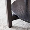 Modern Solid wood round coffee table with tempered glass top black color-36" - black