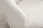 fabric swivel accent armchair barrel chair with black powder coating metal ring - Ivory