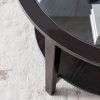 Modern Solid wood round coffee table with tempered glass top black color-36" - black