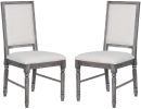 Leventis Side Chair (Set-2) in Cream Linen & Weathered Gray - 66182