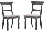 Leventis Side Chair (Set-2) in Light Brown Linen & Weathered Gray - 74642