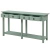 TREXM Rustic Brushed Texture Entryway Table Console Table with Drawers and Bottom Shelf for Living Room (Tiffany Blue) - as Pic