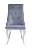 Dekel Side Chair (Set-2); Gray Fabric & Stainless Steel - 70143
