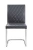 Ansonia Side Chair (Set-2); Gray PU & Chrome - 77832