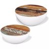 Two Piece Bowl Shaped Coffee Table Set Solid Reclaimed Wood - White
