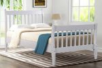 Platform Bed Frame Mattress Foundation with Wood Slat Support, Twin - White