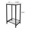 2-Tier End Table;  Industrial Side Table Nightstand with Durable Metal Frame;  Coffee Table with Mesh Shelves for Living Room;  Oak Finish - Black OAK