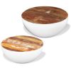 Two Piece Bowl Shaped Coffee Table Set Solid Reclaimed Wood - White