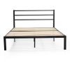 Vintage Style Metal Bed Frame iron bed Heavy Duty Steel Slabs Queen Size - black - black