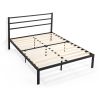 Vintage Style Metal Bed Frame iron bed Heavy Duty Steel Slabs Queen Size - black - black