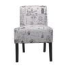 Modern Slipper Chair, Armless Accent Chair with Fabric Lining, Upholstered Side Chair for Living Room Bedroom, Letter Print XH - 66(L)*52(W)*78(H)cm