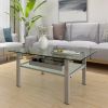 Transparent glass black coffee table, modern simple, living room coffee table, side center table - Grey