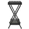 Folding Tea Table Vintage Style Metal 22.8"x13.8"x28.3" Black - Black