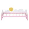 Twin Size Bed with Clouds and Sunflower Decor, Platform Bed with 2 Drawers (White+Pink) - as Pic
