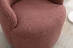 fabric swivel accent armchair barrel chair with black powder coating metal ring - Red