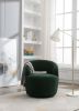 fabric swivel accent armchair barrel chair with black powder coating metal ring - Green