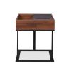 Sara II End Table in Espresso PU; Walnut & Sandy Black - 83895