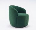 fabric swivel accent armchair barrel chair with black powder coating metal ring - Green
