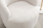fabric swivel accent armchair barrel chair with black powder coating metal ring - Ivory