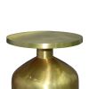 24 Inch Metal Frame End Table with Round Top and Bottle Shape Base; Gold - as Pic