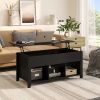 Lift Top Coffee Table with Storage Lower Shelf - Black