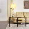 L-shaped Computer Desk with Wheels; Floor Lamp; Shelves - as Pic