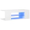 TV Cabinet with LED Lights White 35.4"x15.4"x11.8" - White