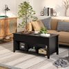 Lift Top Coffee Table with Storage Lower Shelf - Black