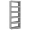 Book Cabinet/Room Divider Gray Sonoma 23.6"x11.8"x65.4" Engineered Wood - Grey