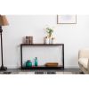 Triamine Board Cross Iron Frame Porch Table Sofa Side Table Black Wood Grain  - Reddish Brown