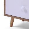 Set of 2 Mid Century Bedside Table, Nightstand with Drawer and Shelf Storage, Side Accent Table for Living Room Bedroom - Wood
