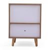 Set of 2 Mid Century Bedside Table, Nightstand with Drawer and Shelf Storage, Side Accent Table for Living Room Bedroom - Wood