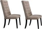 Morland Side Chair (Set-2) in Tan Linen & Vintage Black - 74647