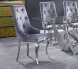 Dekel Side Chair (Set-2); Gray Fabric & Stainless Steel - 70143