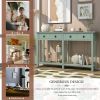 TREXM Rustic Brushed Texture Entryway Table Console Table with Drawers and Bottom Shelf for Living Room (Tiffany Blue) - as Pic