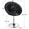 Modern Tufted Barrel Swivel Accent Chair, Gray Velvet - Black Faux Leather