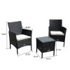 [Only For Pick Up] 3 Piece Rattan Seating set with Cushions - black