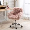 Modern Faux fur home office chair;  fluffy chair for girls;  makeup vanity Chair - Pink