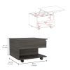 Luanda Lift Top Coffee Table; Casters; One Shelf -Espresso - as Pic