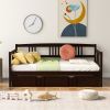 Twin Size Daybed Wood Bed with Twin Size Trundle - Espresso