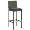 Garden Bar Stools with Cushions 2 pcs Gray Poly Rattan - Grey