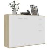 Sideboard White and Sonoma Oak 41.3"x11.8"x29.5" Engineered Wood - Beige