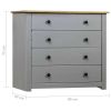 Side Cabinet Gray 31.5"x15.7"x28.7" Pine Panama Range - Gray