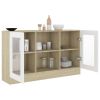Vitrine Cabinet White and Sonoma Oak 47.2"x12"x27.6" Engineered Wood - Beige