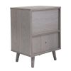 Set of 2 Mid Century Bedside Table, Nightstand with Drawer and Shelf Storage, Side Accent Table for Living Room Bedroom - gray
