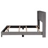Queen Size Velvet Upholstered Platform Bed, Box Spring Needed  - Gray