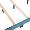Queen Size Velvet Upholstered Platform Bed, Box Spring Needed  - Blue