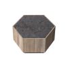 Hexagonal Rural Style Garden Retro Living Room Coffee Table with 2 drawers, Textured Black + Warm Oak - as Pic